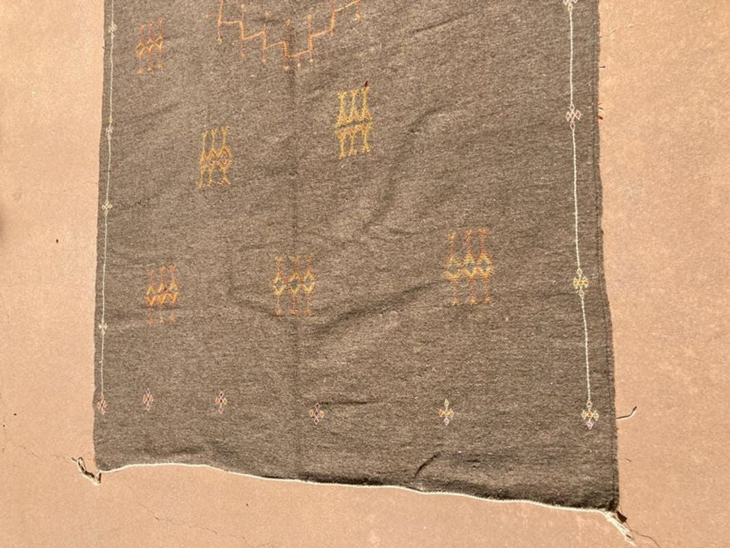 Moroccan Vintage Flat-Weave Brown Rug