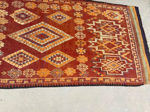 1960s Moroccan Vintage Hand-woven Boujad Tribal Area Rug