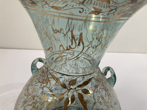 Handblown Mosque Glass Lamp in Mameluke Style Gilded with Arabic Calligraphy