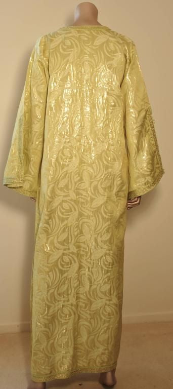 Moroccan Moorish Caftan Gown in Gold Brocade Maxi Dress Kaftan Size M to L