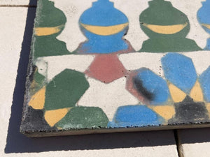 Moroccan Encaustic Cement Tile Border with Moorish Fez Design