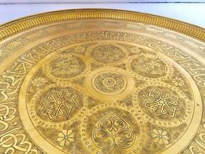 Moorish Mughal Indian Handcrafted Decorative Hammered Brass Tray