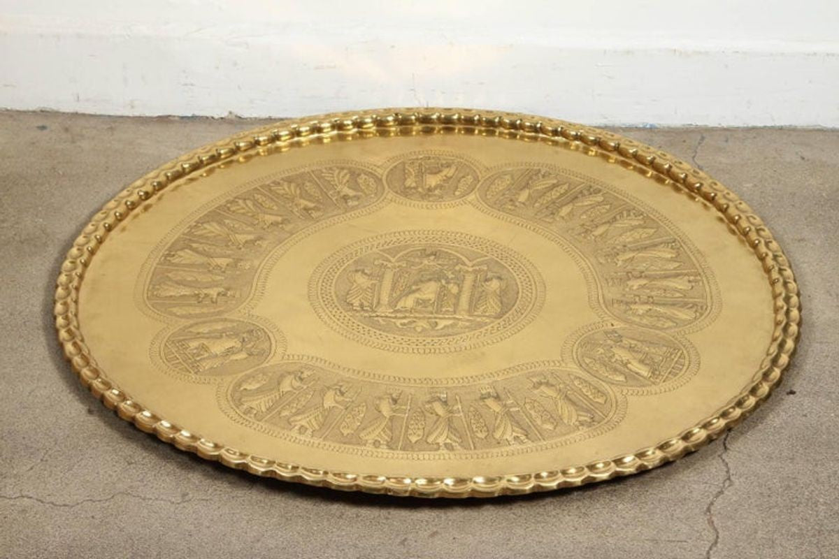 Large Brass Persian Hanging Tray