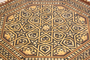 Moorish Handcrafted Octagonal Pedestal Table Inlaid with Mosaic Marquetry