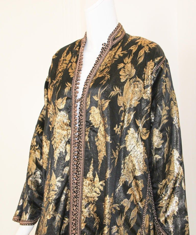 Vintage Moroccan Caftan Black and Gold Embroidered ca. 1960s E mosaik