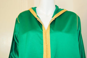 Moroccan Hooded Caftan Emerald Green Djellabah Kaftan