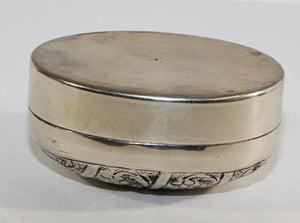 Asian Handcrafted Oval Betel Box in Metal Silvered