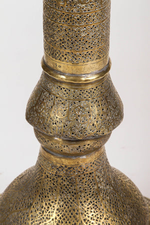 Mid 19th Century Antique Islamic Brass Candleholder Floor Lamp