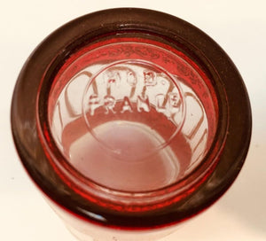 Set of Six Ruby Red Glasses with Gold Raised Moorish Frieze Design