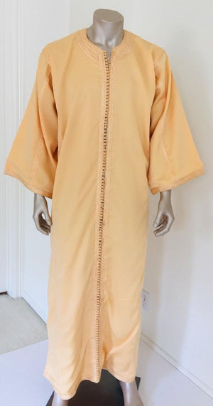 Moroccan Vintage Kaftan Gentleman Yellow Gold Caftan, circa 1970