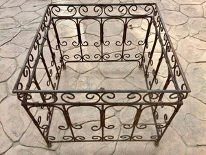 Moroccan Mosaic Tile Side table on Iron Base, Brown and White