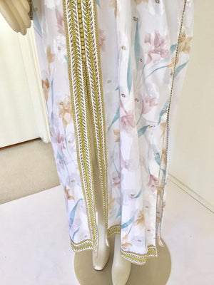 Vintage Moroccan White Kaftan Maxi Dress Caftan Size Large