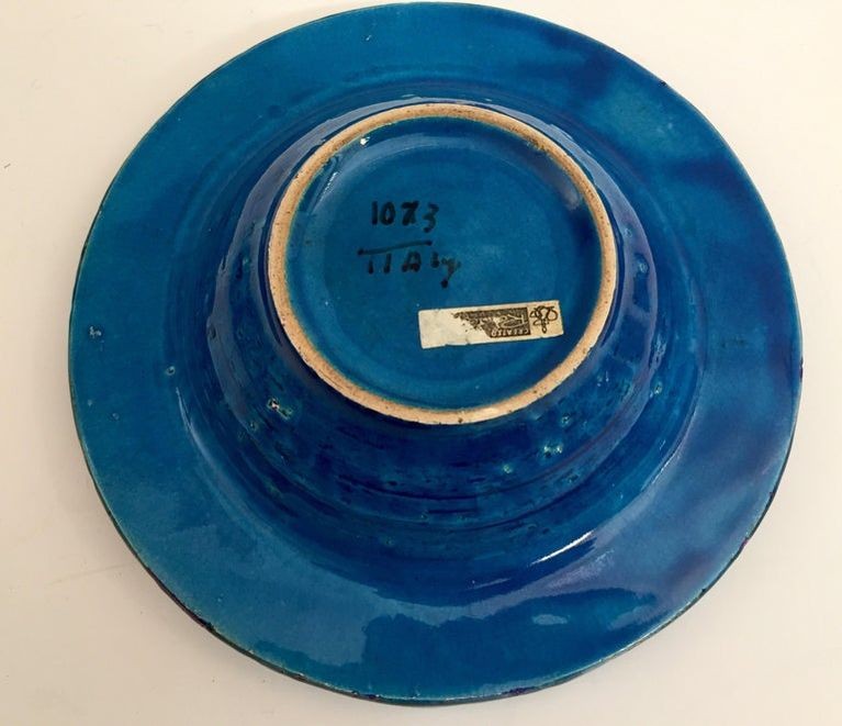 Aldo Londi Blue Ceramic Ashtray Handcrafted in Italy