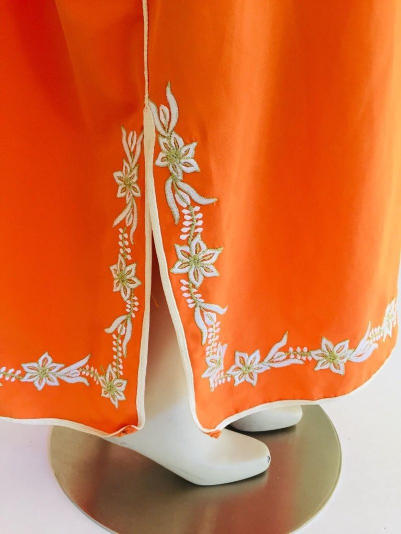 Moroccan Orange Kaftan Maxi Dress Caftan