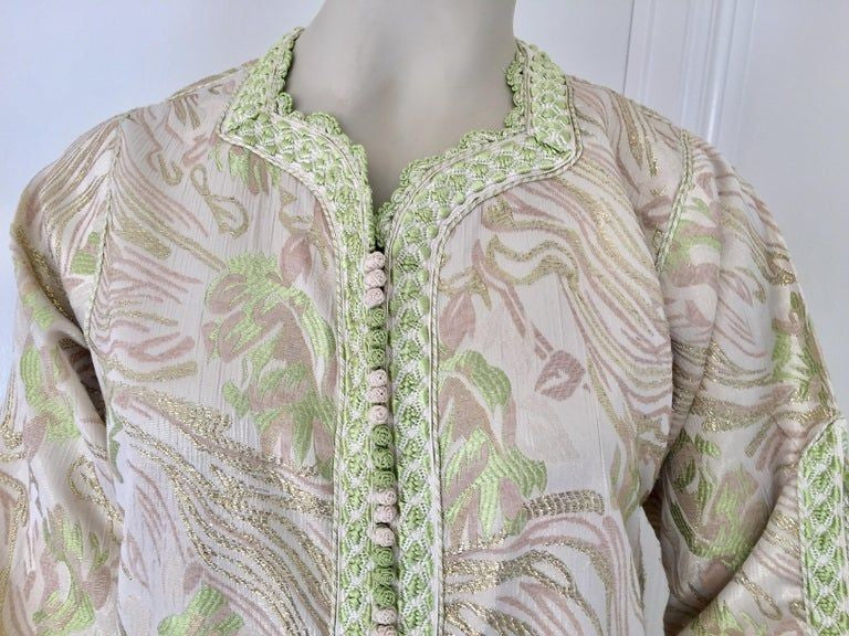 Moroccan Kaftan in Silver Metallic Floral Brocade