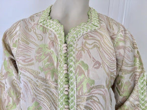 Moroccan Kaftan in Silver Metallic Floral Brocade