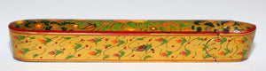 Persian Lacquer Pen Box Hand Painted with Floral and Gilt Design