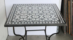 Moroccan Fez Mosaic Table in Black and White Tiles