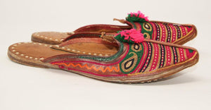 Handcrafted Moorish Leather Ethnic Turkish Gold Embroidered Shoes