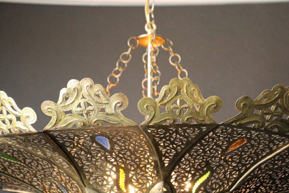 Moroccan Moorish Brass Pasha Chandelier