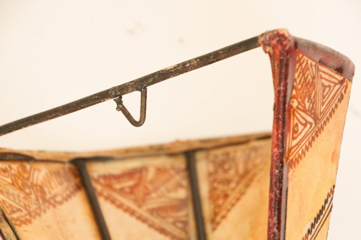 Moroccan Handpainted Parchment Folk Art Wall Sconce