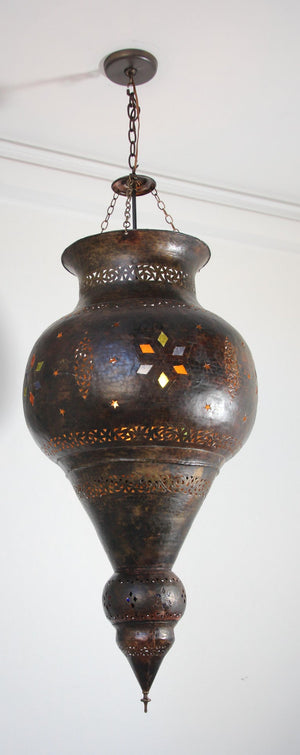 Vintage Moroccan Bronze Moorish Chandelier