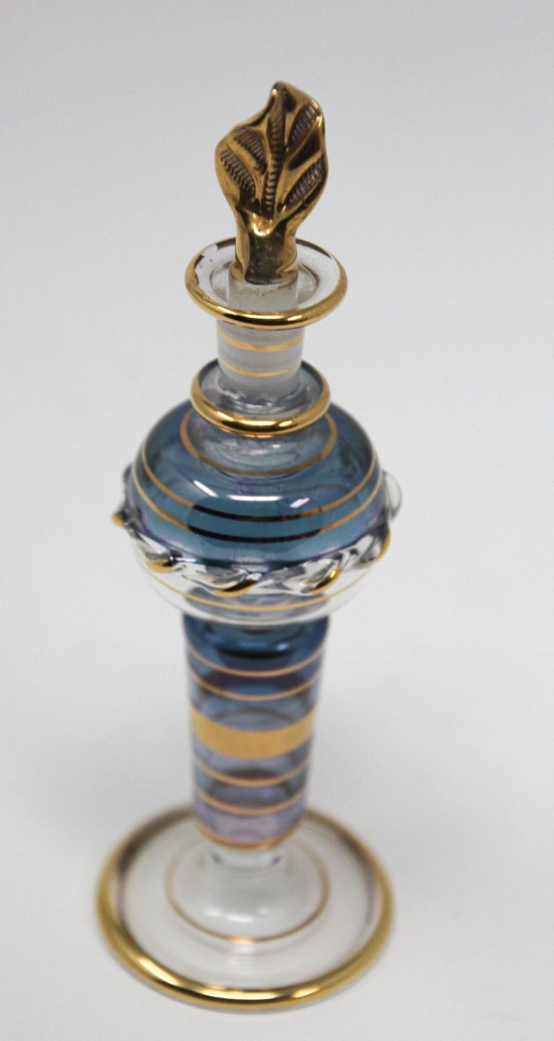 Moorish Hand Blown Gilt Glass Bohemian Perfume Bottle