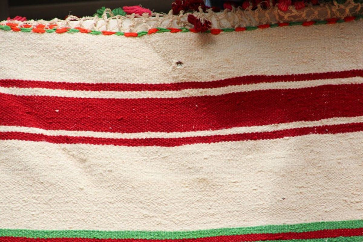 Vintage 1960s Moroccan Flat-Weave Rug, Ethnic Textile Handira