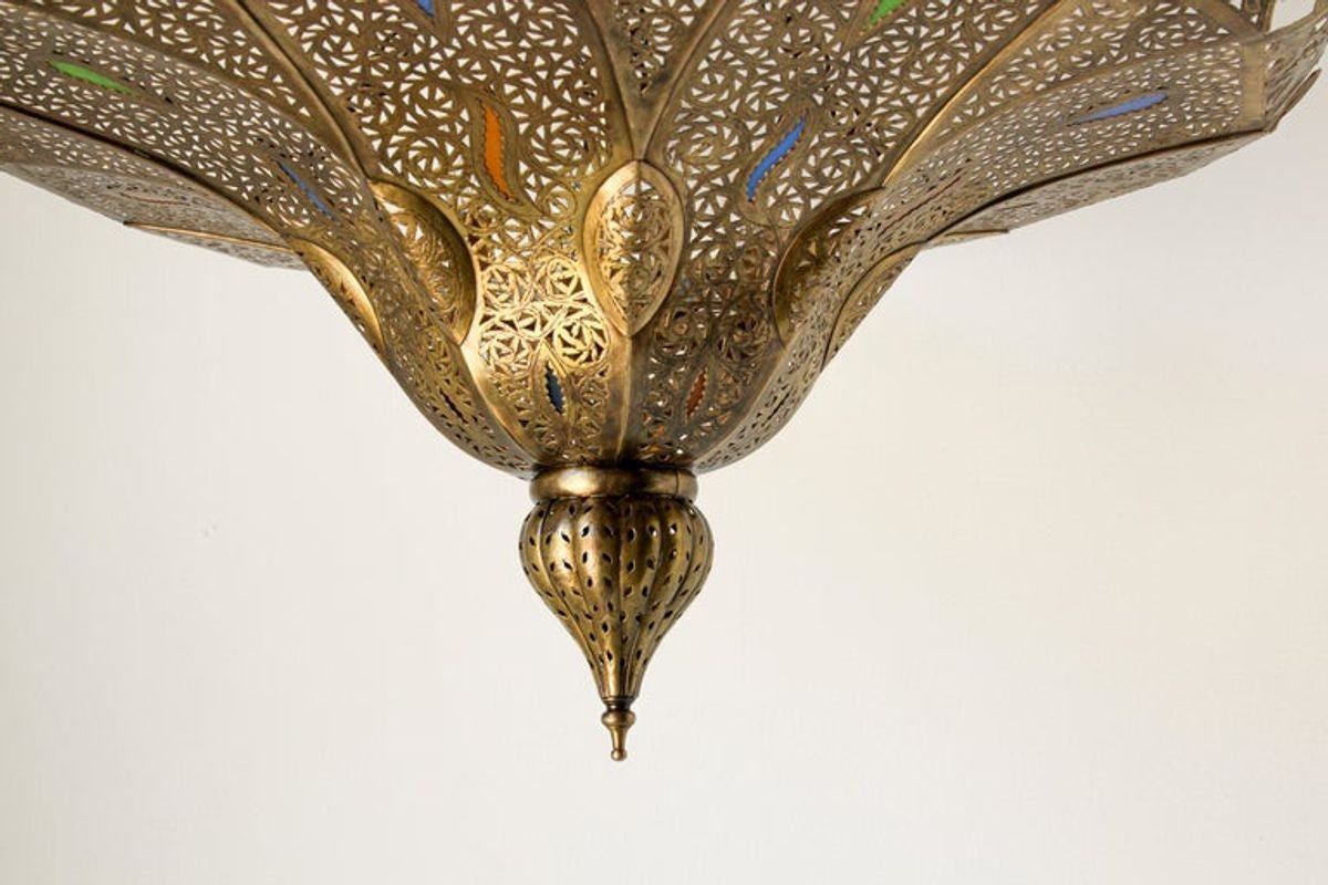 Vintage Moroccan Brass Chandelier Pasha Moorish Style
