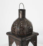 Moroccan Square Tole and Clear Glass Candle Lantern