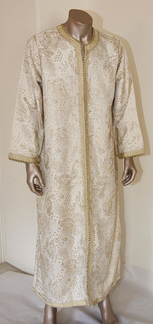 Moroccan Vintage Kaftan Gentleman Silver and Gold Caftan, circa 1970
