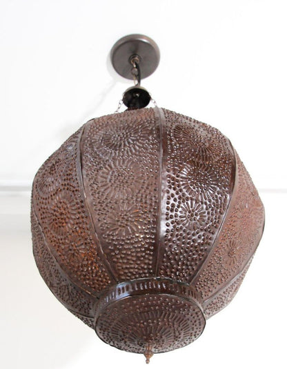 Handcrafted Moroccan Metal Orb Pendant, North Africa