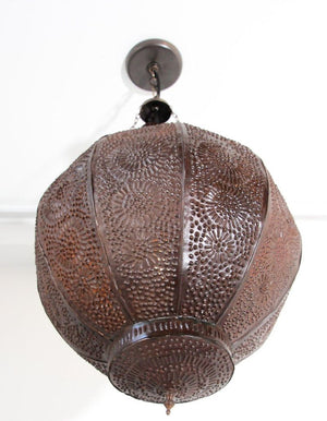 Handcrafted Moroccan Metal Orb Pendant, North Africa