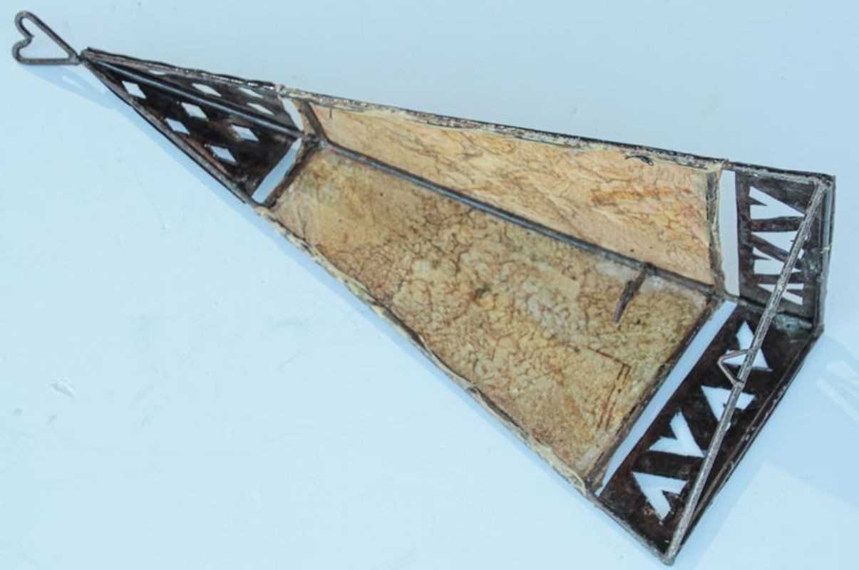 Moroccan Folk Art Metal and Parchment Wall Shade Sconce