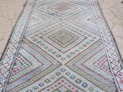 1960s Vintage Zemmour Moroccan Berber Rug Runner