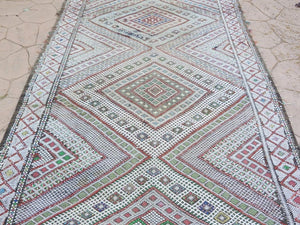 1960s Vintage Zemmour Moroccan Berber Rug Runner