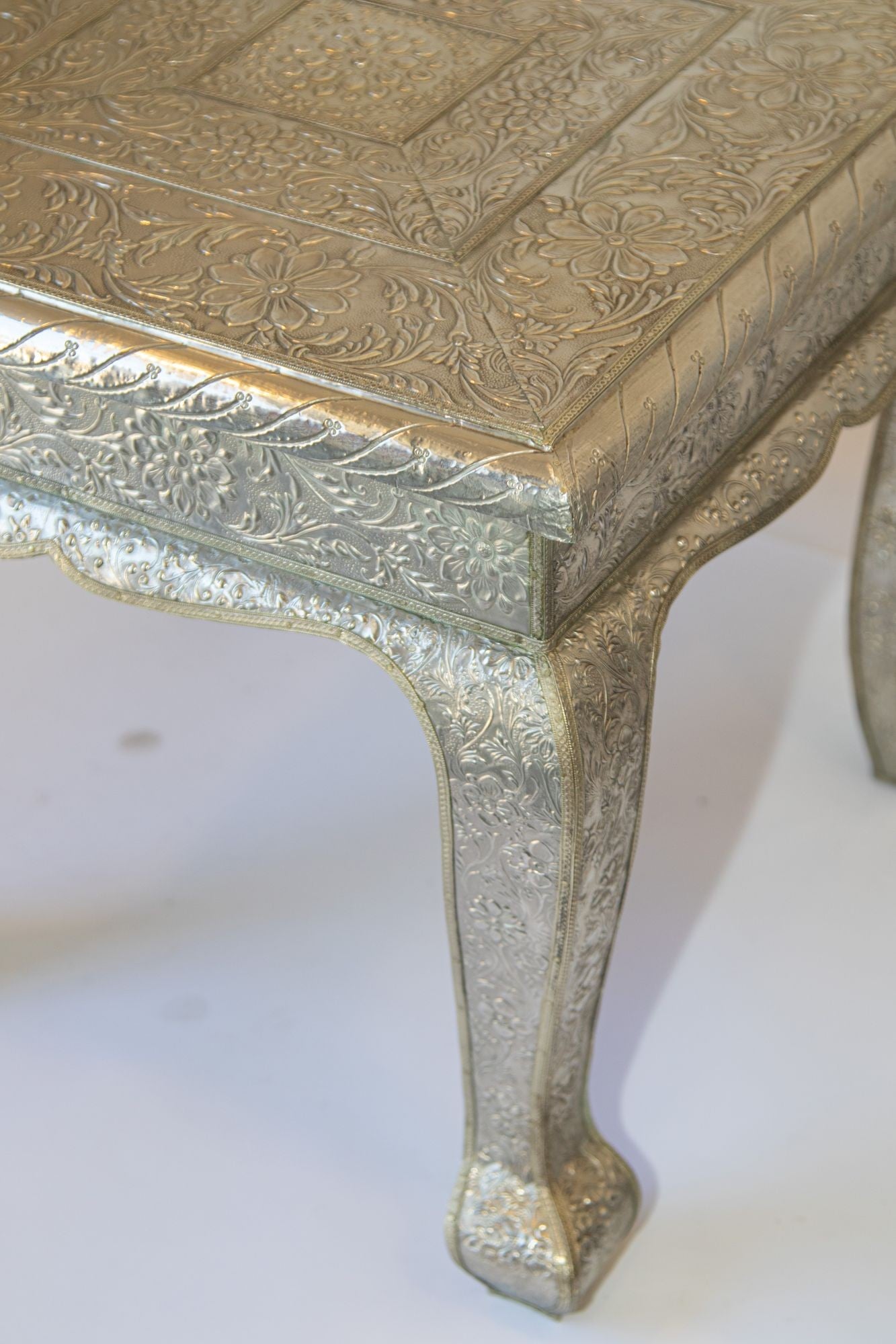 1950 Anglo-Indian Silver Wrapped Clad Side Low Table