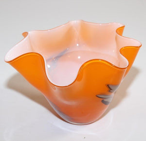 Murano Art Glass Venetian Fulvio Bianconi Vase Orange Freeform Handkerchief