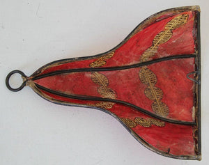 Tribal Art African Parchment Wall Sconce Red