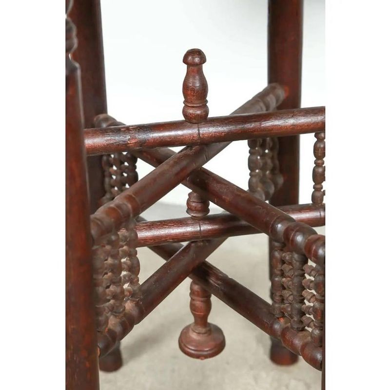Turkish Tin Copper Tray Table on Wooden Folding Stand