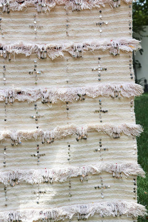 Tribal Moroccan Handcrafted Wedding Blanket Throw with Sequins 8
