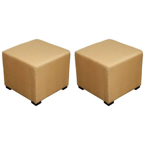 Vintage Cube Upholstered Stools Moroccan Ottomans, Poufs - a Pair