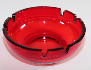 Vintage Mid-Century Glass Ruby Red Cigar Ashtray