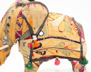 Anglo Raj Vintage Hand-Crafted Stuffed Cotton Embroidered Elephant, India, 1950