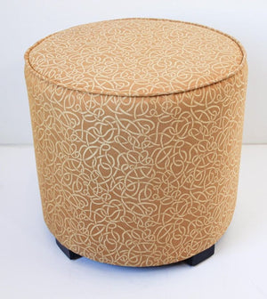 Post Moroccan Art Deco Style Pouf Upholstered in Gold Fabric