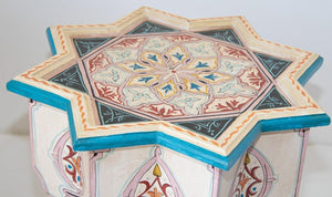 Moroccan Moorish Star Shape Ivory Side Tables a Pair