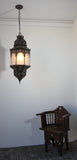 Moroccan Moorish Hanging Metal Lantern with Milky Glass