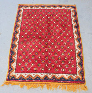 1960s Vintage Moroccan Hand-Woven Berber Carpet