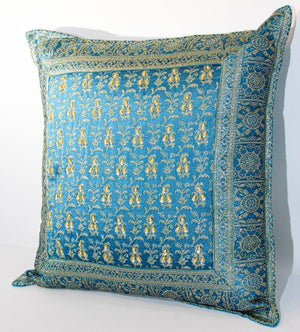 Turquoise Moorish Decorative Throw Pillow Embellished with Sequins and Beads