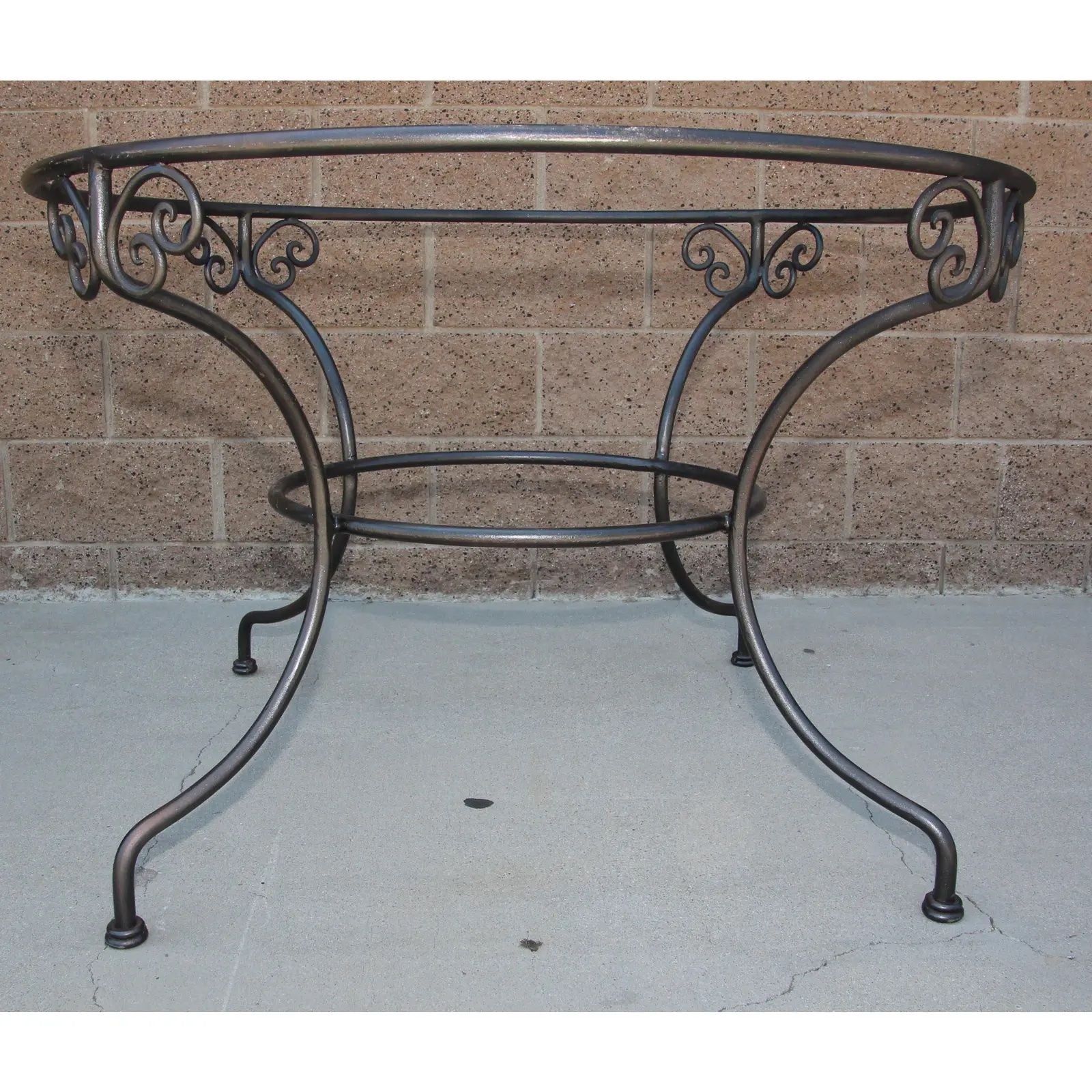 Moroccan Outdoor Round Mosaic Tile Dining Table on Iron Base 47 in.